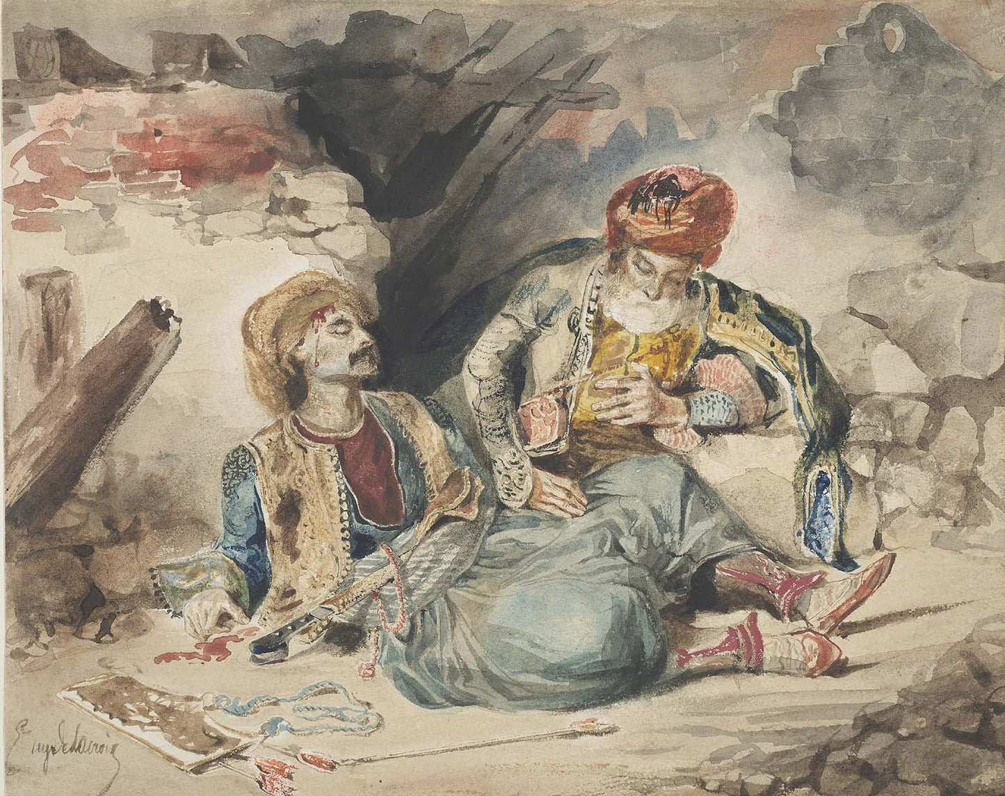 The Dying Turk, vintage artwork by Eugène Delacroix, A3 (16x12") Poster Print