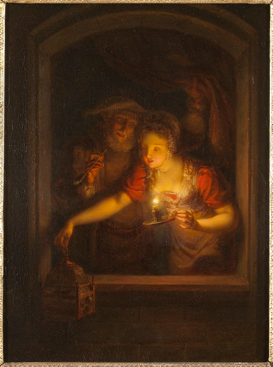A Woman with a Burning Candle, vintage artwork by Alexander Laureus, 12x8" (A4) Poster
