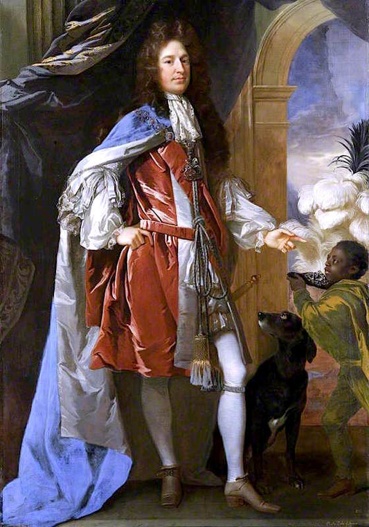 Charles Seymour, 6th Duke of Somerset, KG, with a Black Page, vintage artwork by John Closterman, 12x8" (A4) Poster