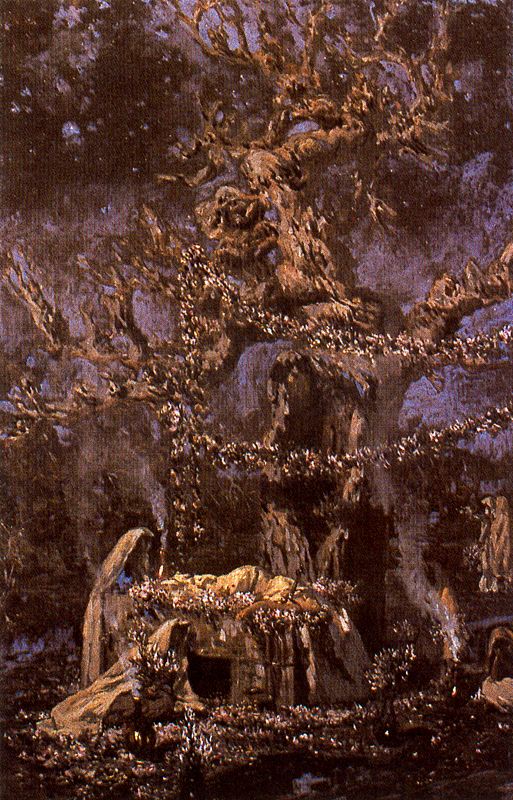 El árbol sagrado, vintage artwork by Antonio Muñoz Degrain, 12x8" (A4) Poster