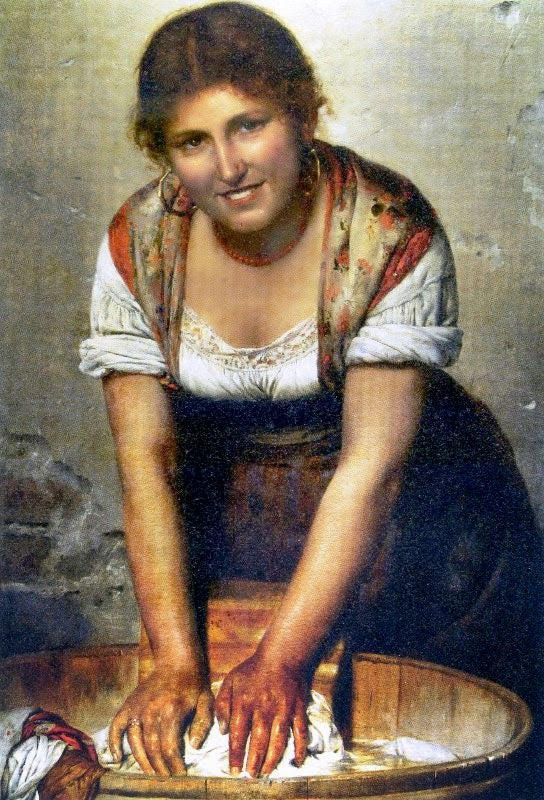 The Laundress, vintage artwork by Pasquale Celommi, 12x8" (A4) Poster