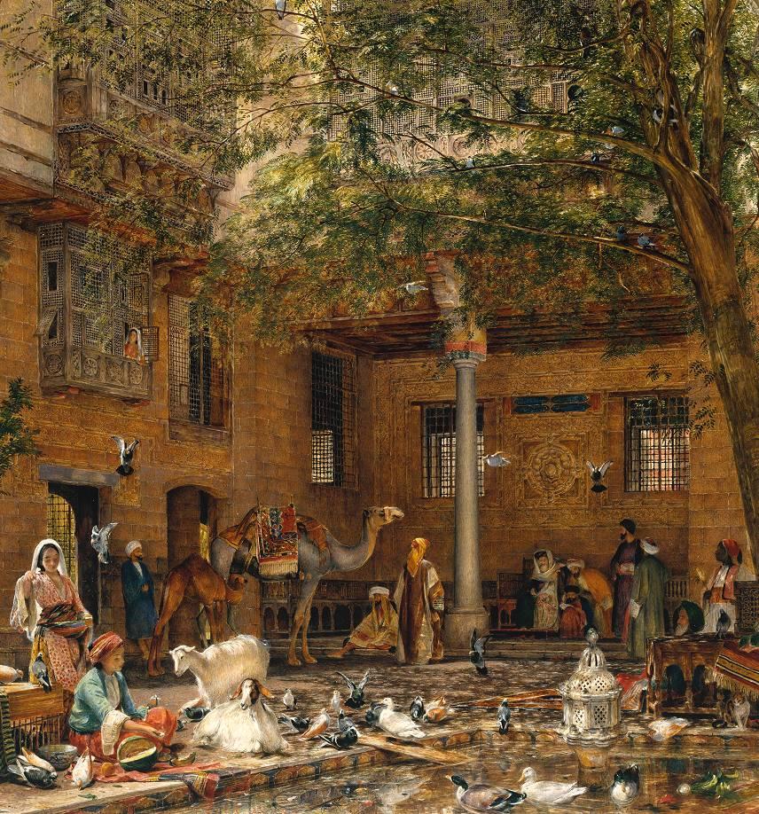 Study for The Courtyard of the Coptic Patriarch's House in Cairo, vintage artwork by John Frederick Lewis, RA, A3 (16x12") Poster Print