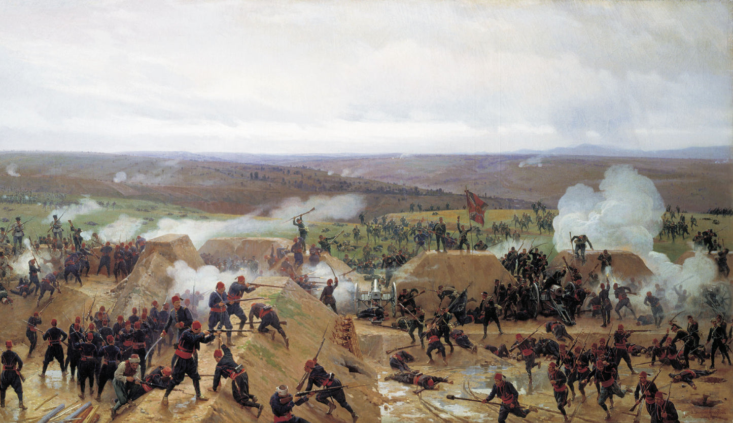 The Battle of Plevna, vintage artwork by Nikolai Dmitriev-Orenburgsky, 12x8" (A4) Poster