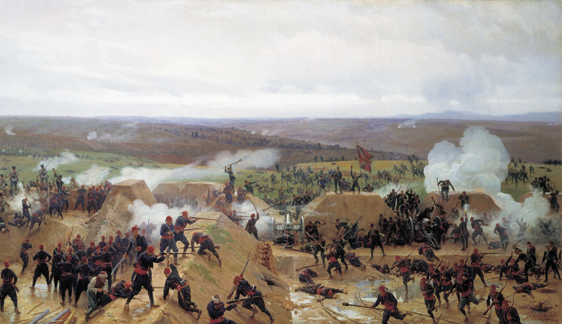 The Battle of Plevna, vintage artwork by Nikolai Dmitriev-Orenburgsky, 12x8" (A4) Poster