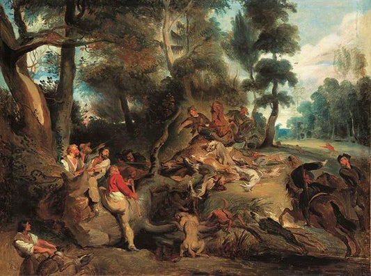 The Attack (after Rubens), vintage artwork by Eugène Delacroix, A3 (16x12") Poster Print