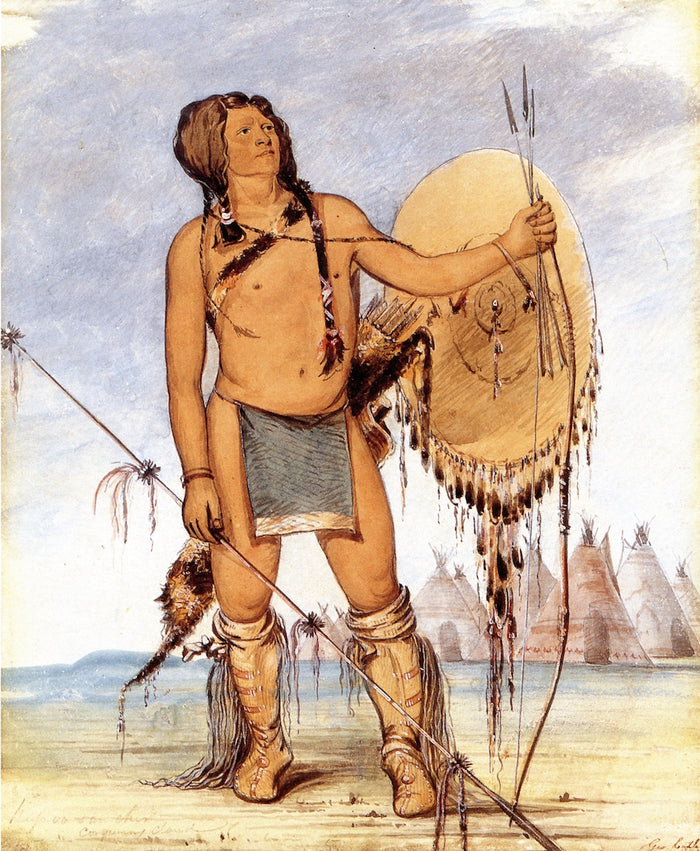 His-oo-sán-chees, the Little Spaniard, Comanche, vintage artwork by George Catlin, A3 (16x12