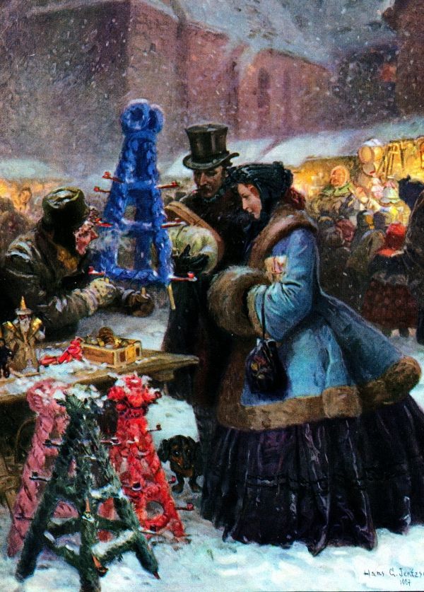 Christmas Market by Hans Gabriel Jentzsch,A3(16x12")Poster