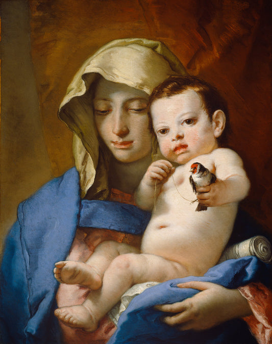 Madonna of the Goldfinch 2, vintage artwork by Giovanni Battista Tiepolo, 12x8" (A4) Poster