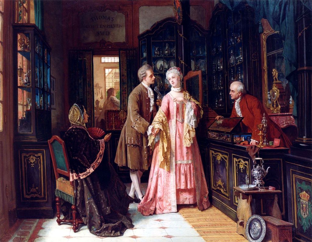 Choosing the Ring, vintage artwork by Jean Carolus, 12x8" (A4) Poster