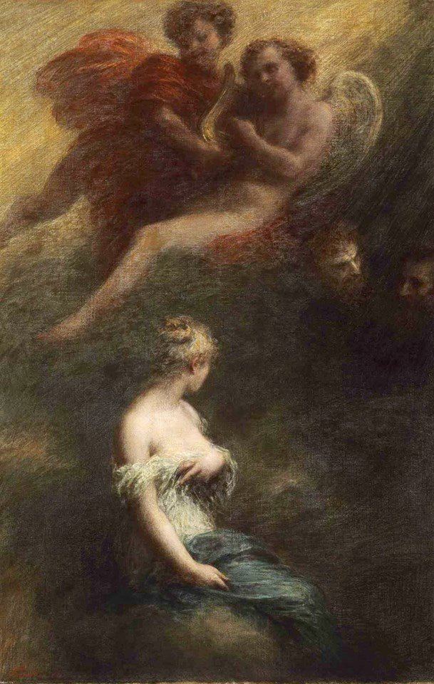 Apparition of Marguerite, vintage artwork by Henri Fantin-Latour, 12x8" (A4) Poster