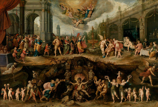 Mankind's Eternal Dilemma – The Choice Between Virtue and Vice, vintage artwork by Frans Francken the Younger, 12x8" (A4) Poster