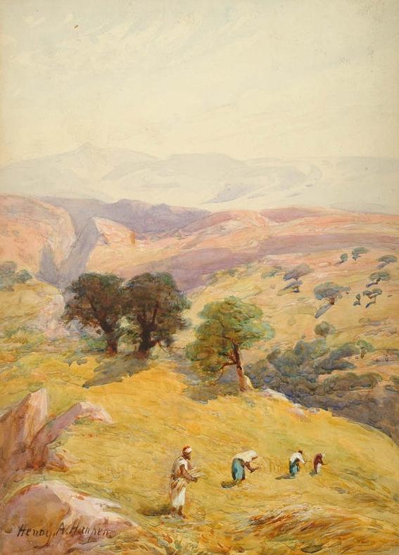 The Fields Between Jerusalem and Jericho, vintage artwork by Henry Andrew Harper, 12x8" (A4) Poster