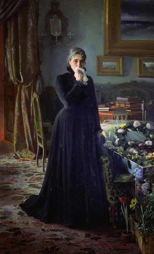 Inconsolable Grief, vintage artwork by Ivan Kramskoi, 12x8" (A4) Poster