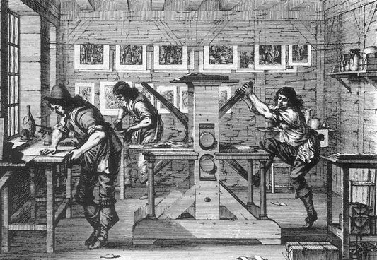 Printing, vintage artwork by Abraham Bosse, 12x8" (A4) Poster