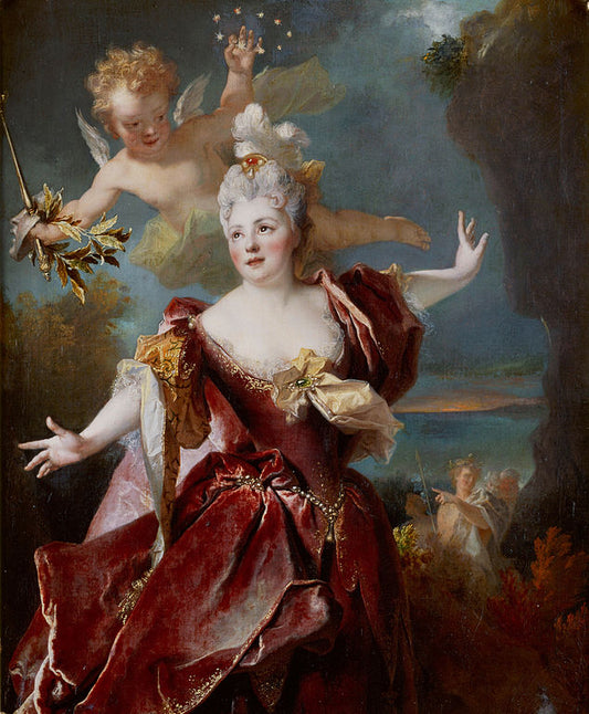 Marie-Anne de Châteauneuf, called Mlle Duclos in the Role of Ariane, vintage artwork by Nicolas de Largillière, 12x8" (A4) Poster