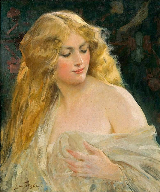 Calypso, blonde-haired goddess, vintage artwork by Jan Styka, 12x8" (A4) Poster