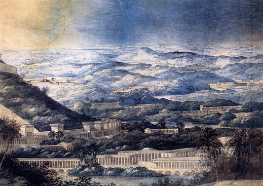 Imaginary Landscape with Neoclassical Buildings, vintage artwork by Joseph Michael Gandy, 12x8" (A4) Poster