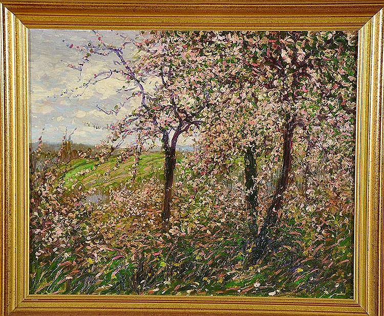 Blooming Trees, vintage artwork by Charles Frechon, 12x8" (A4) Poster