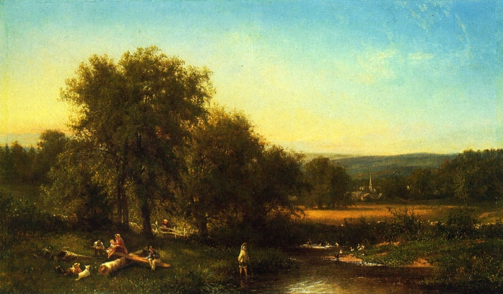 A Summer's Afternoon on Wappinger's Creek near Poughkeepsie, vintage artwork by Frederick Rondel, 12x8" (A4) Poster