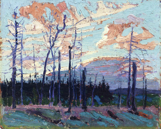 Burnt Land at Sunset, vintage artwork by Tom Thomson, 12x8" (A4) Poster