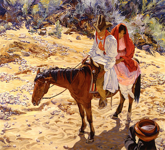 Near the Waterhole, vintage artwork by Walter Ufer, 12x8" (A4) Poster