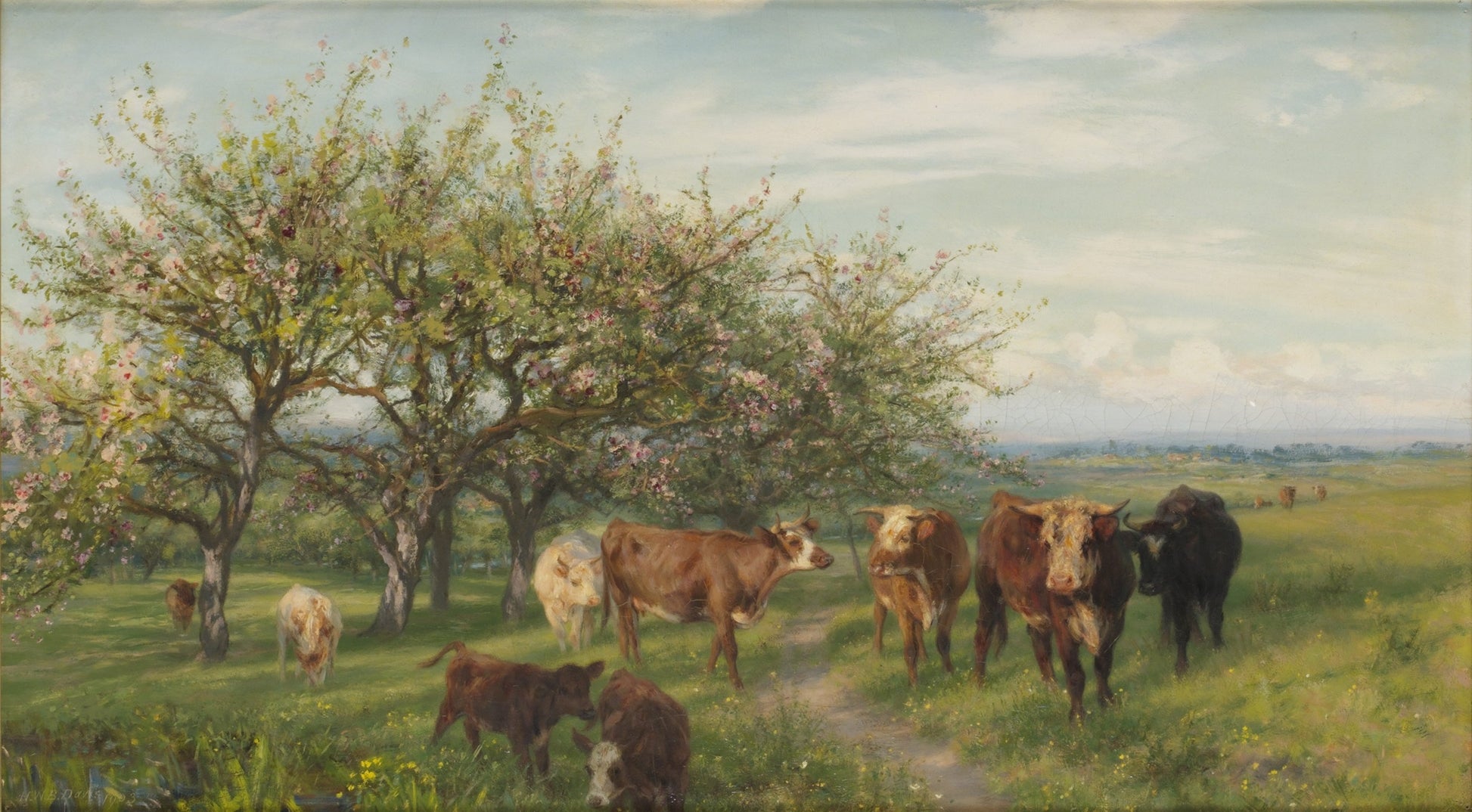 Grazing Cows, vintage artwork by Henry William Banks Davis, R.A., 12x8" (A4) Poster