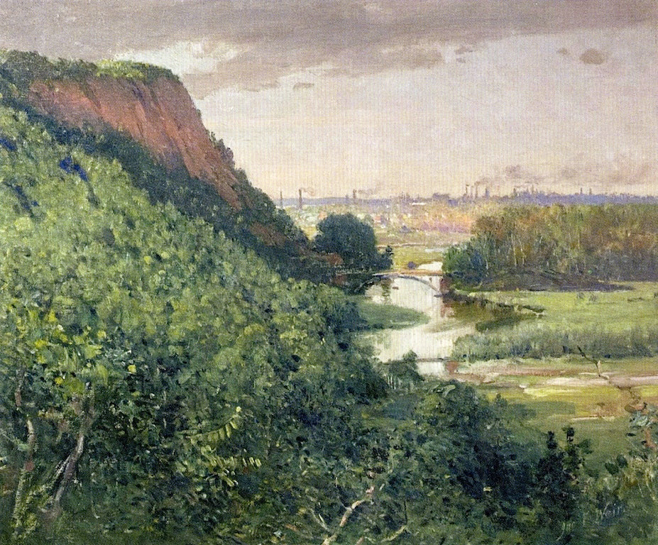 New Haven from East Rock, vintage artwork by John Ferguson Weir, 12x8" (A4) Poster