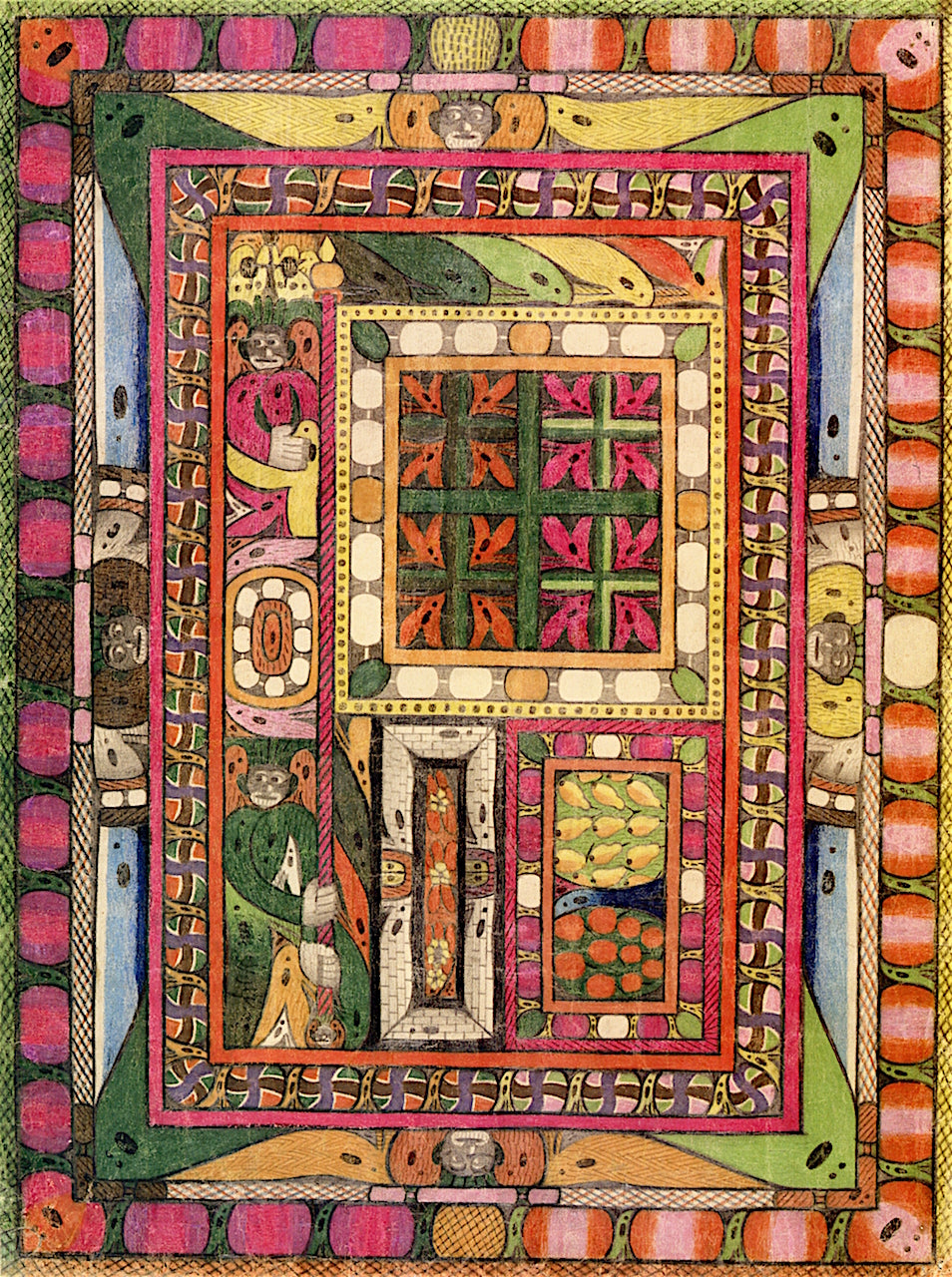 Rahrutti-St. Adolf-Farm, vintage artwork by Adolf Wölfli, 12x8" (A4) Poster