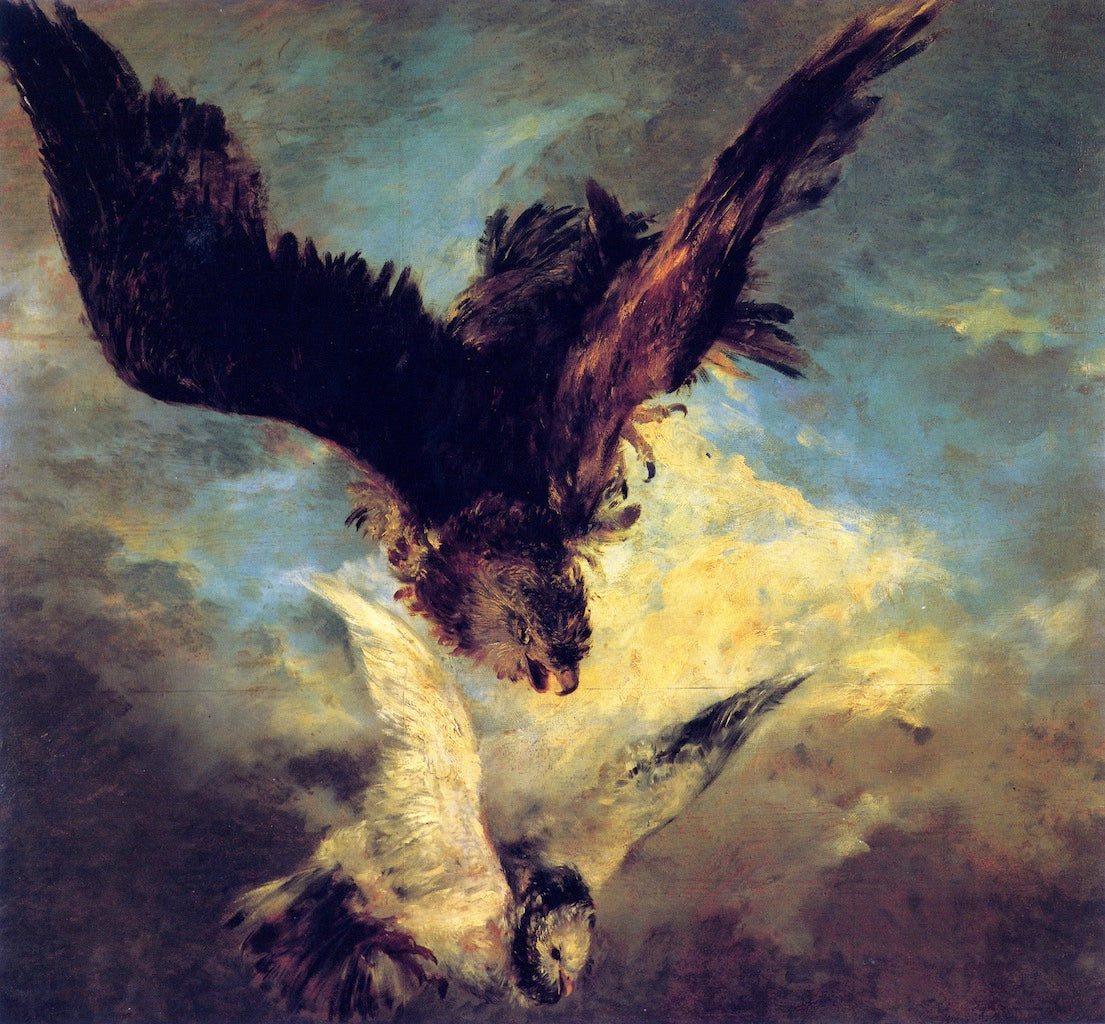 Falcon Swooping on a Dove, vintage artwork by Adolph von Menzel, A3 (16x12") Poster Print