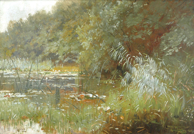 Forest pond with water lilies by Walter Moras,A3(16x12")Poster