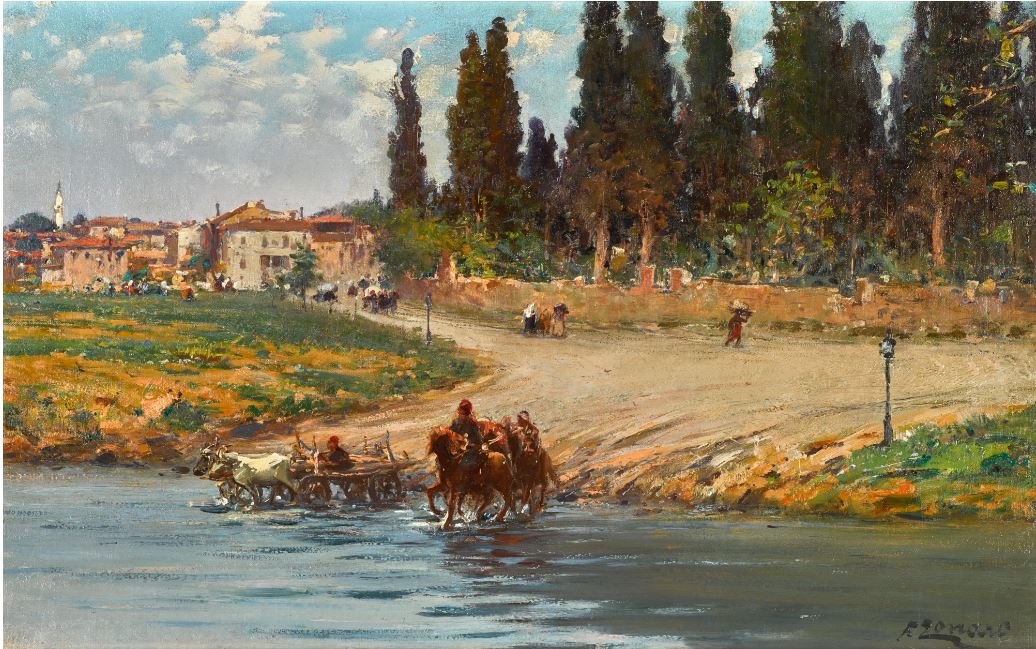 At the Water's Edge by Fausto Zonaro,A3(16x12")Poster