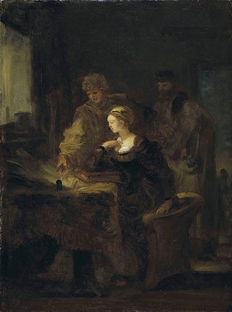 The Abdication of Mary, Queen of Scots, vintage artwork by Jean-Honore Fragonard, 12x8" (A4) Poster