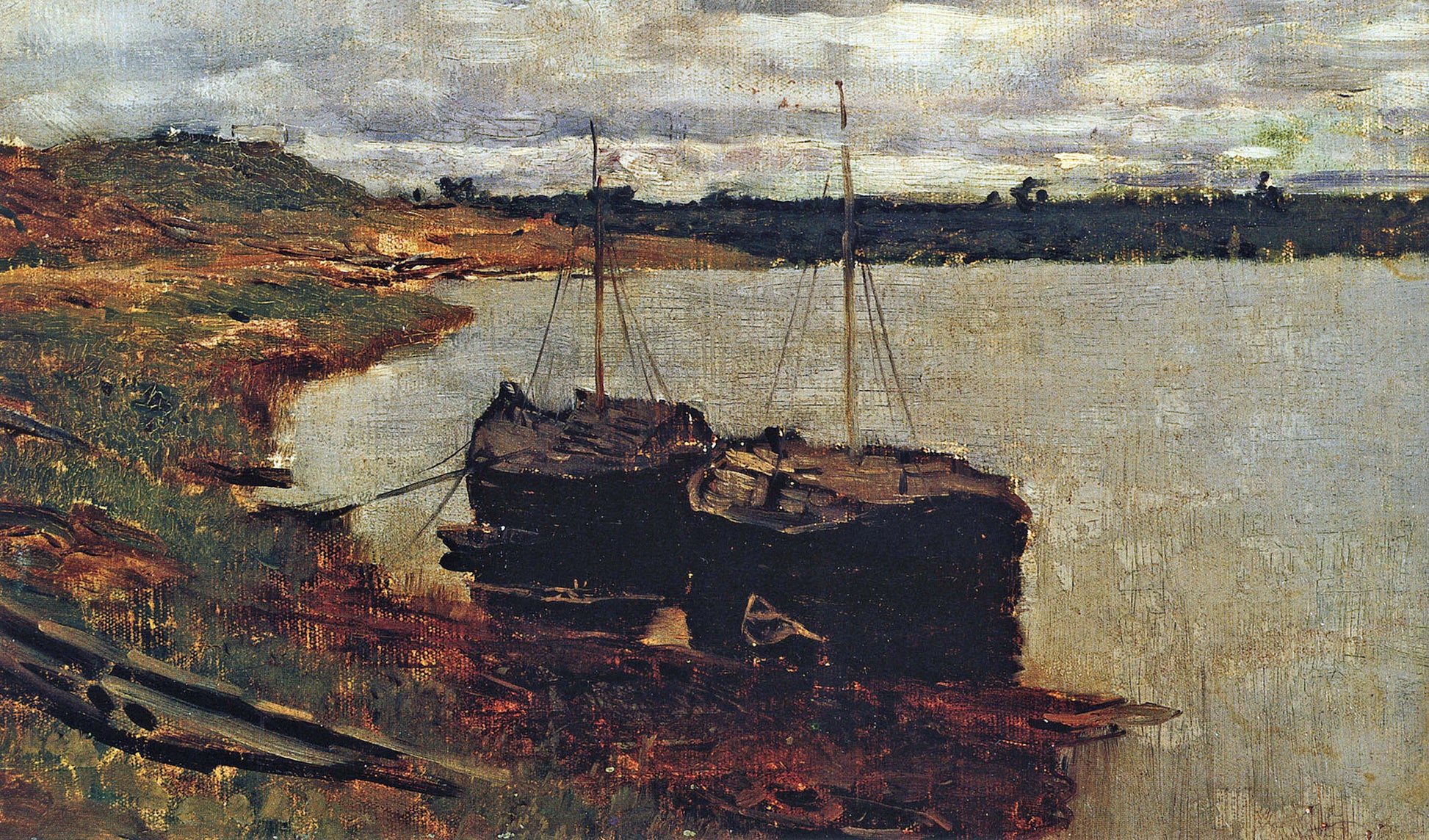 Barges. The Volga by Isaak Levitan,A3(16x12")Poster