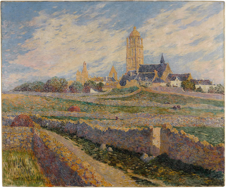 The chapel of Mulberry and Church of Bourg de Batz, vintage artwork by Ferdinand du Puigaudeau, 12x8" (A4) Poster