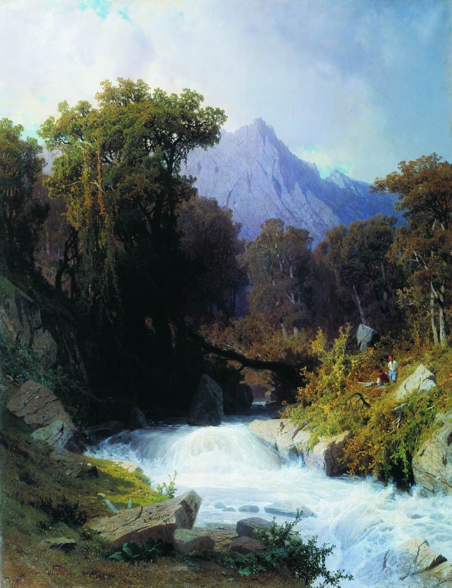 In the Caucasus, vintage artwork by Arseny Meschersky, 12x8" (A4) Poster