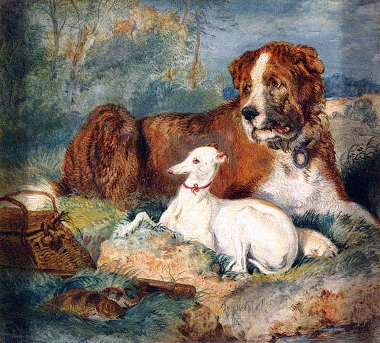 The Angler's Guard, vintage artwork by Sir Edwin Landseer, A3 (16x12") Poster Print