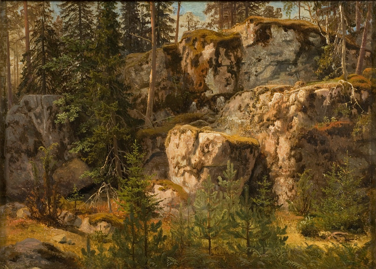 Stony Forest, vintage artwork by Marcus Larson, 12x8" (A4) Poster