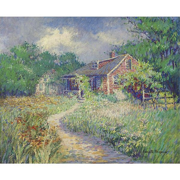Cottage Garden Path, vintage artwork by Harriet Bowdoin, 12x8" (A4) Poster