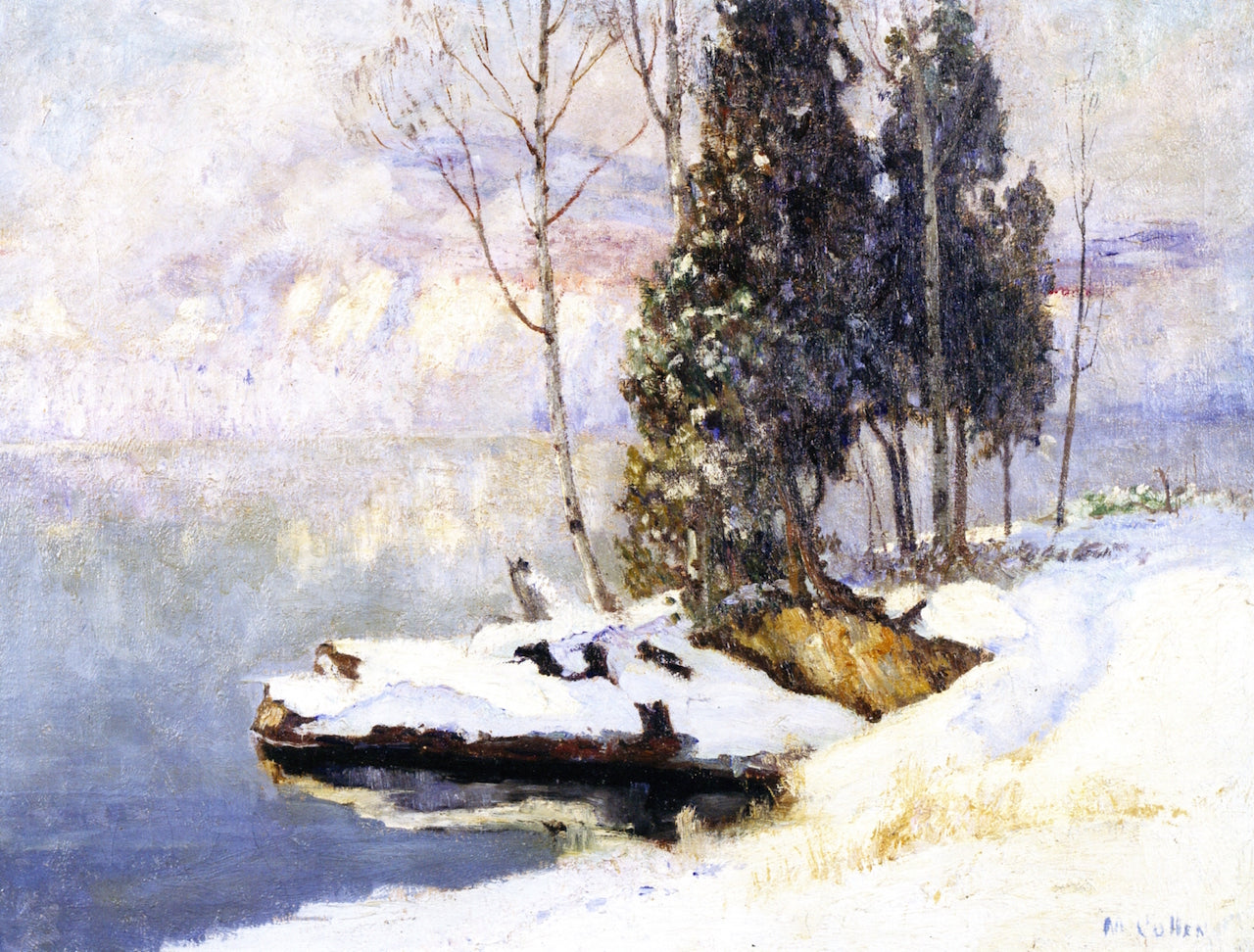 Commandant's Point, Lac Tremblant, vintage artwork by Maurice Cullen, 12x8" (A4) Poster