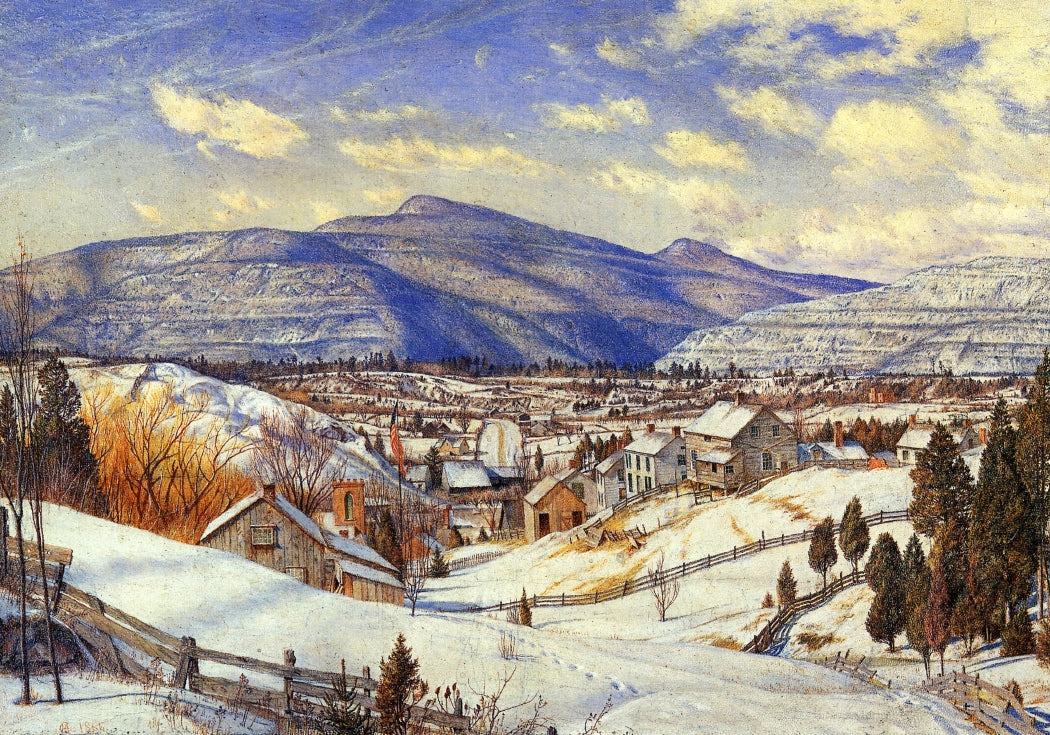Winter Landscape, Valley of the Catskills, vintage artwork by Charles Herbert Moore, 12x8" (A4) Poster