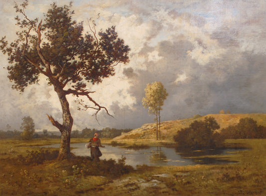 Landscape near Barbizon, vintage artwork by Leon Richet, 12x8" (A4) Poster