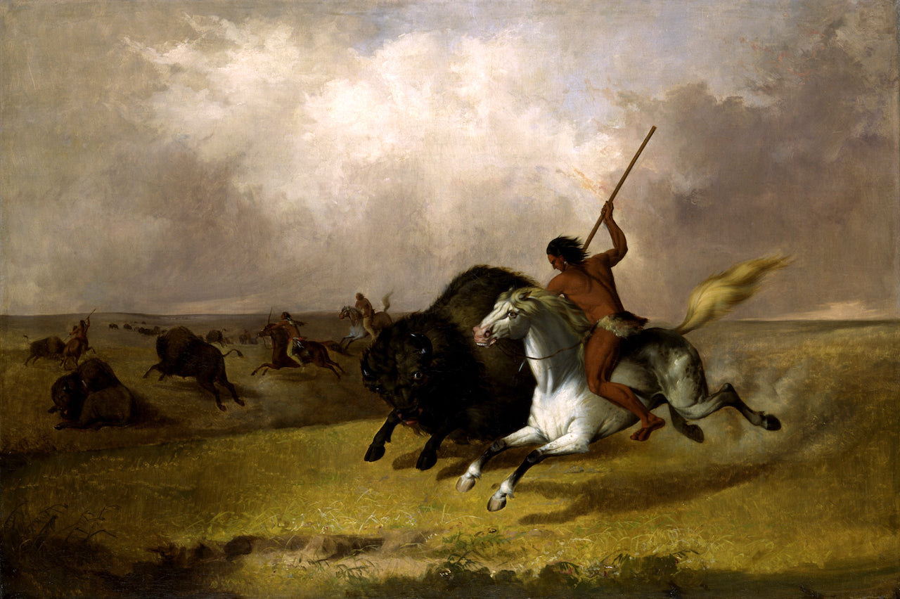 Buffalo Hunt on the Southwestern Prairies, vintage artwork by John Mix Stanley, A3 (16x12") Poster Print