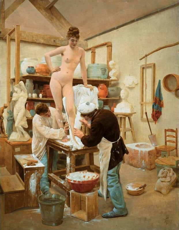 Casting from Life, vintage artwork by Edouard-Joseph Dantan, 12x8" (A4) Poster