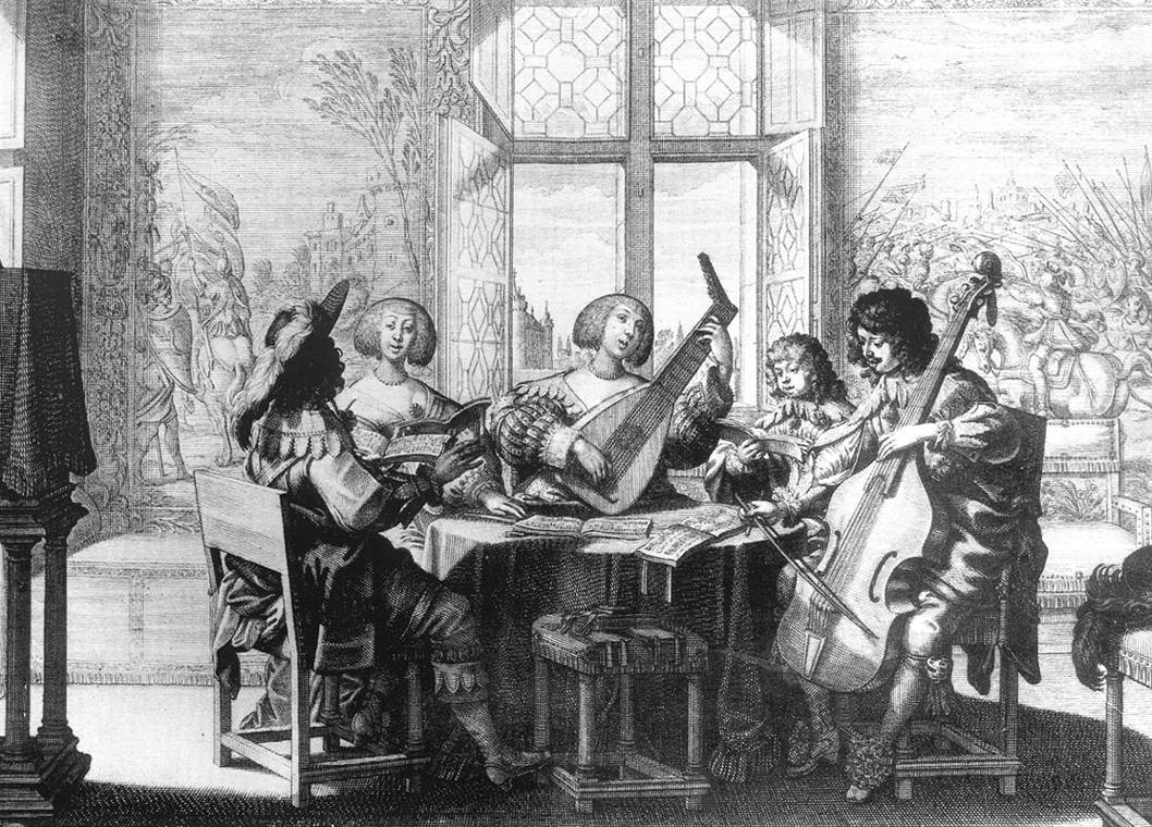 Musical Society, vintage artwork by Abraham Bosse, 12x8" (A4) Poster