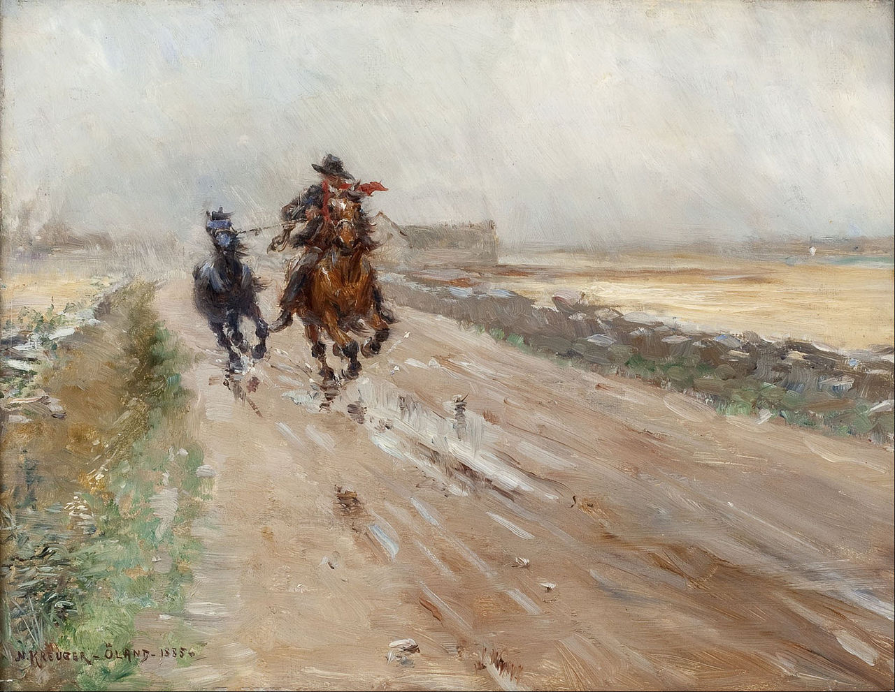 Landscape of Öland, gypsies on a horse by Nils Kreuger,A3(16x12")Poster