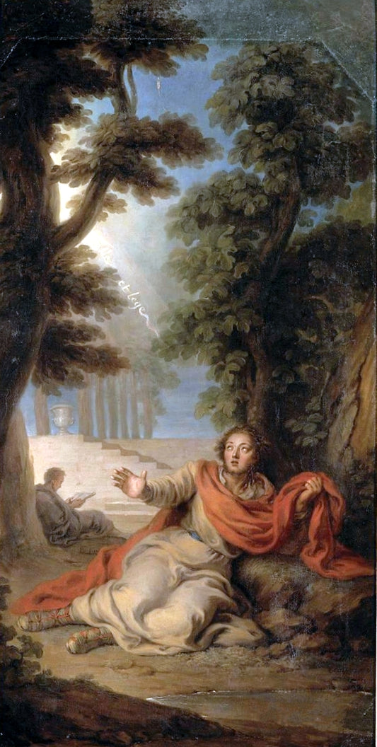 The Conversion of Saint Augustine, vintage artwork by Charles-Antoine Coypel IV, 12x8" (A4) Poster