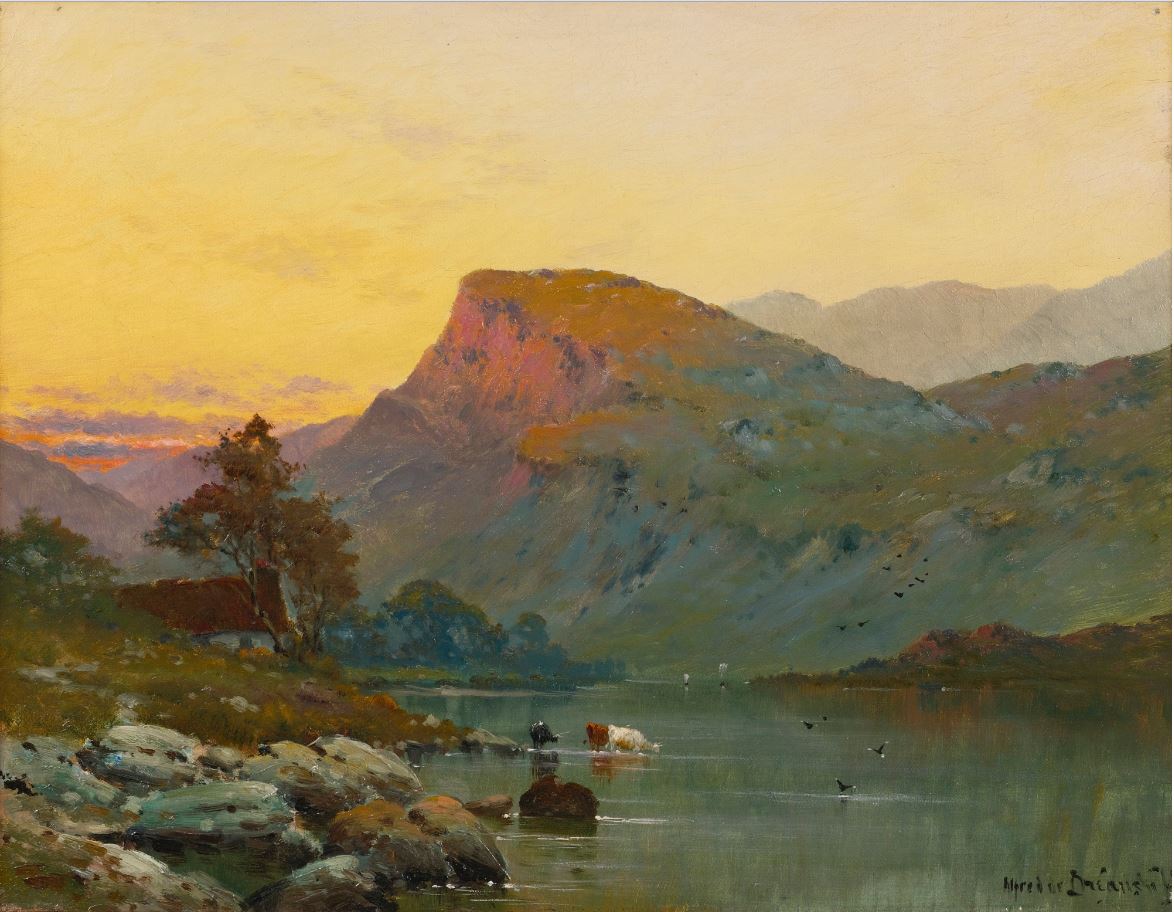 Nantile Lake, North Wales, vintage artwork by Alfred de Breanski, Sr., 12x8" (A4) Poster
