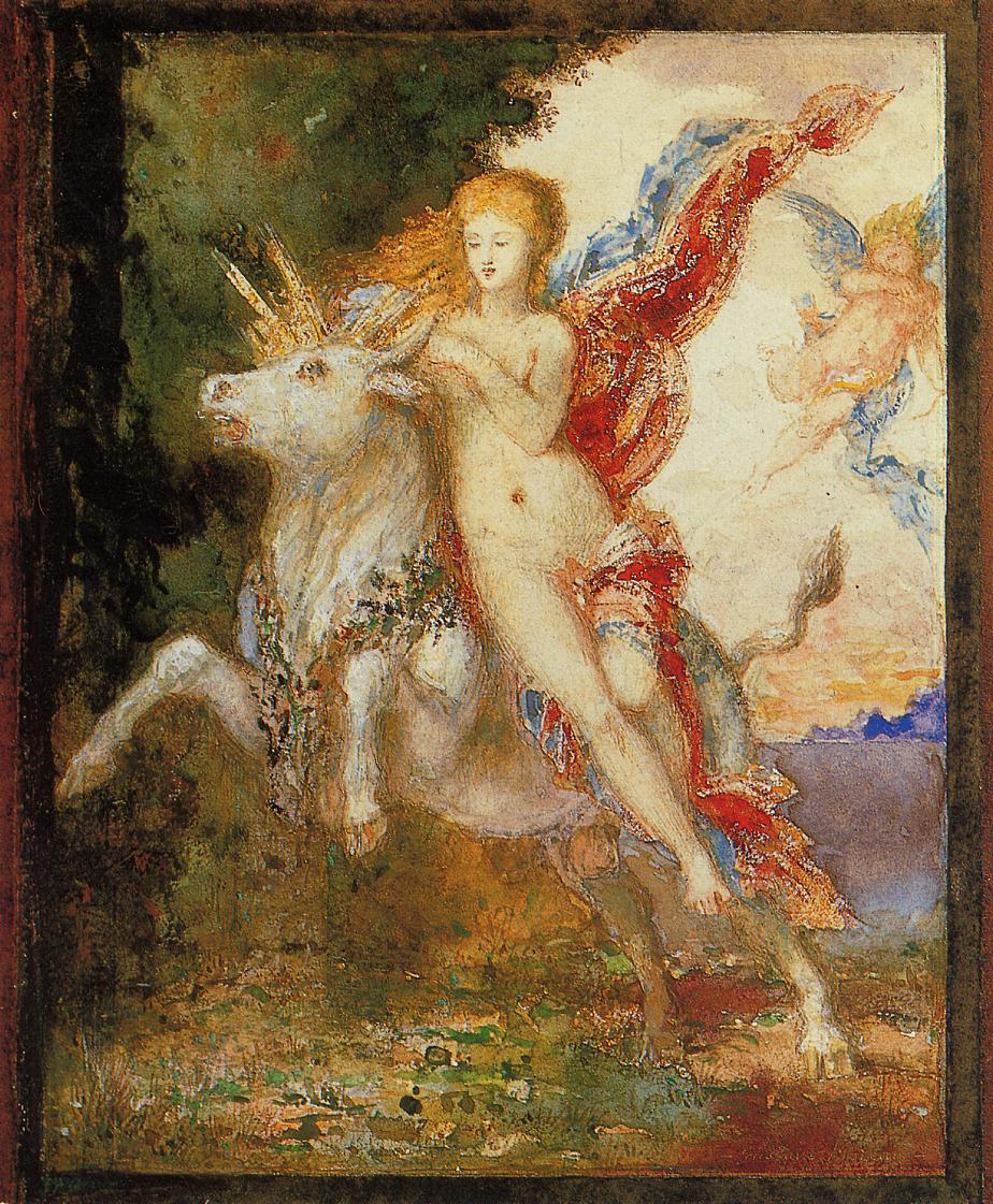 The Abduction of Europa, vintage artwork by Gustave Moreau, 12x8" (A4) Poster