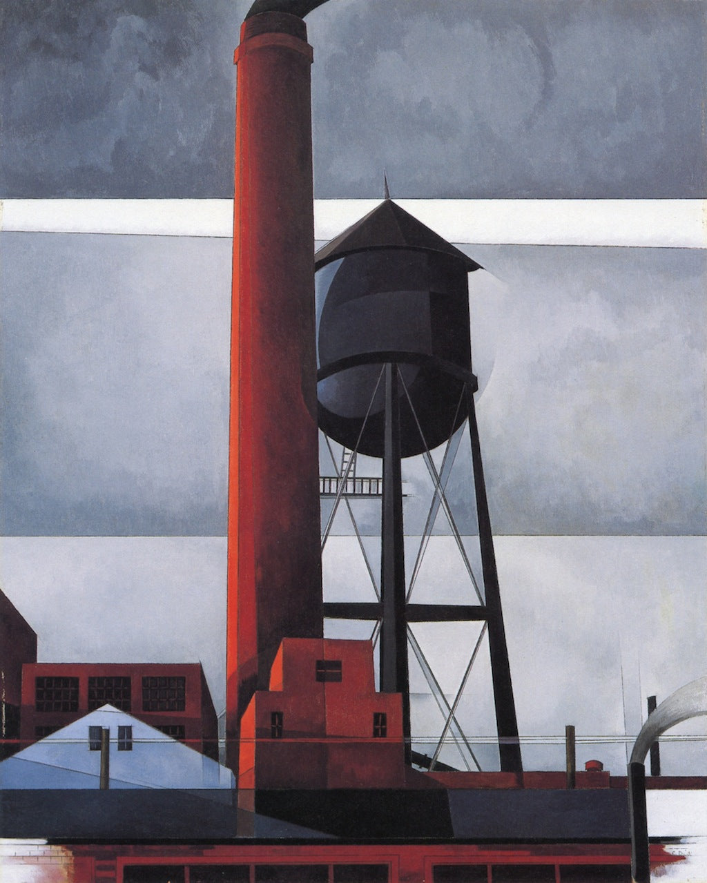 Chimney and Water Tower, vintage artwork by Charles Demuth, 12x8" (A4) Poster