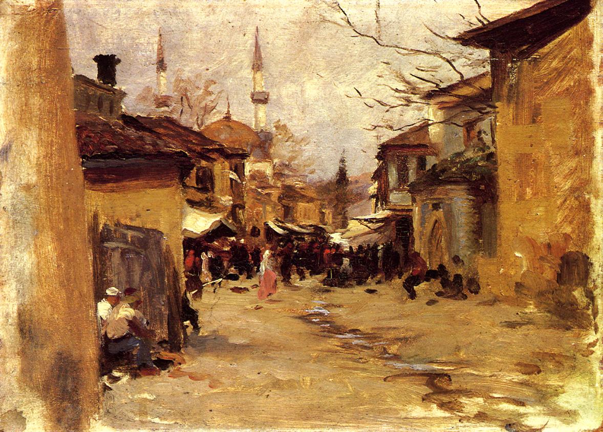 Arab Street Scene, vintage artwork by John Singer Sargent, 12x8" (A4) Poster